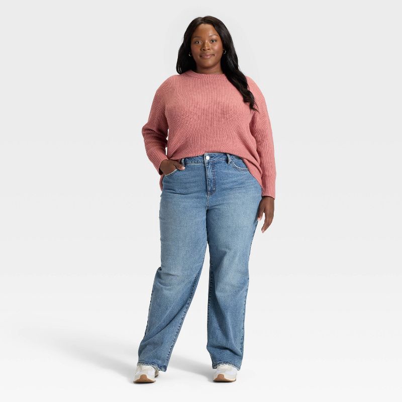 slide 3 of 3, Women's High-Rise Straight Leg Jeans - Ava & Viv™ Medium Wash 16, 1 ct