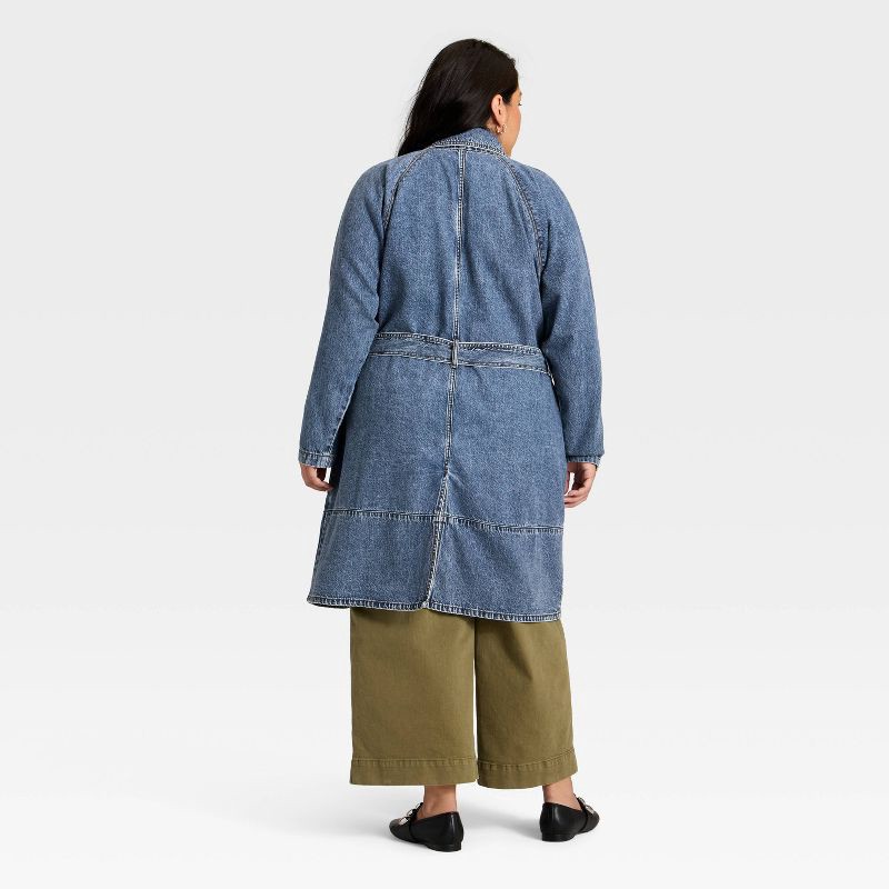 slide 2 of 3, Women's Denim Trench Coat - Ava & Viv™ Medium Wash 1X, 1 ct