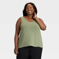 Women's Drapey Tank Top - Ava & Viv™ Olive Green 2X