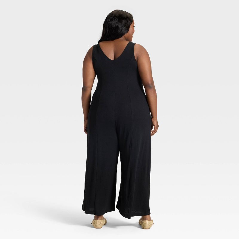 slide 2 of 3, Women's V-Neck Jumpsuit - Ava & Viv™ Black 1X, 1 ct