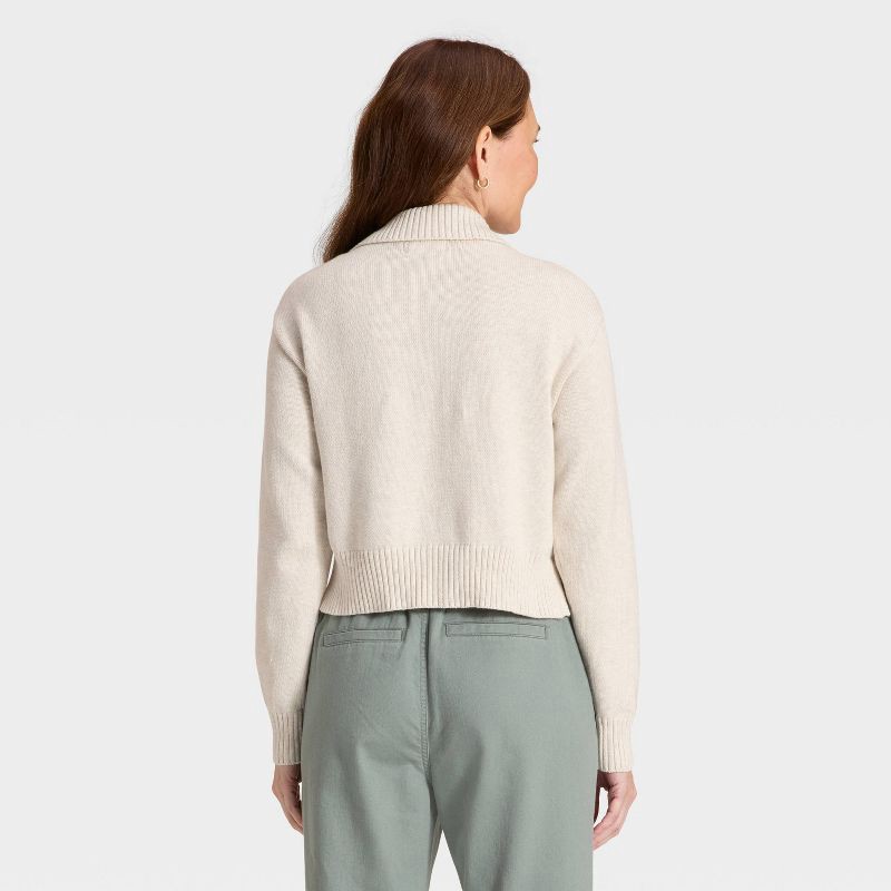 slide 2 of 3, Women's Collared Neck Pullover Sweater - Universal Thread™ Cream XL, 1 ct