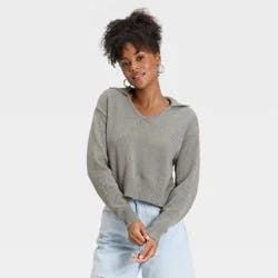 Women's Collared Neck Pullover Sweater - Universal Thread™ Gray M