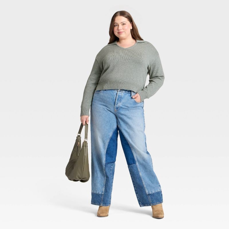 slide 3 of 3, Women's Collared Neck Pullover Sweater - Universal Thread™ Gray XXL, 1 ct