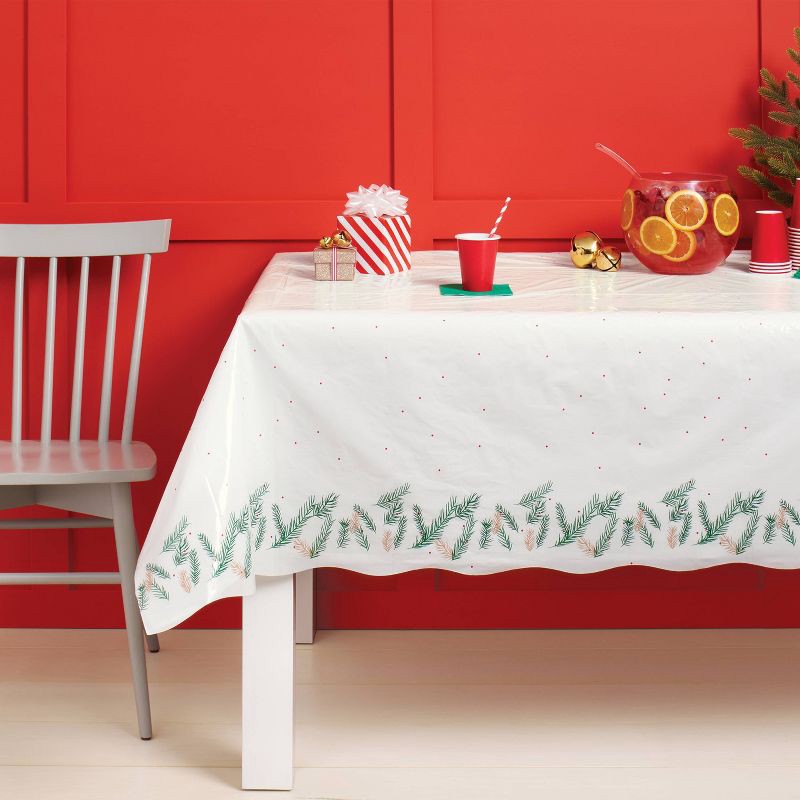 slide 2 of 3, Christmas Evergreen Table Cover - Spritz™, 1 ct