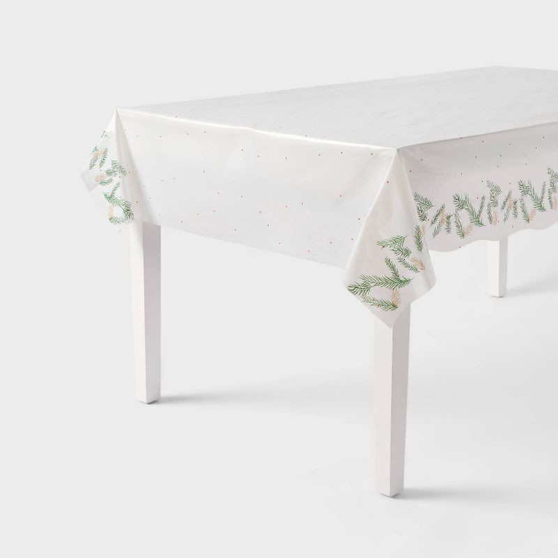 slide 1 of 3, Christmas Evergreen Table Cover - Spritz™, 1 ct