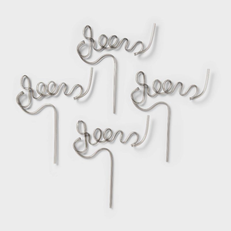 slide 1 of 3, 4ct New Year's Eve Cheers Script Straws - Spritz™, 4 ct