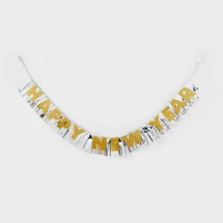 New Year's Eve 'Happy New Year' Silver/Gold Banner - Spritz™