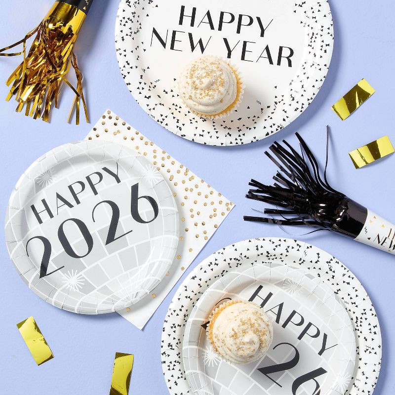 slide 2 of 3, 20ct New Year's Eve Confetti Dinner Plates - Spritz™, 20 ct
