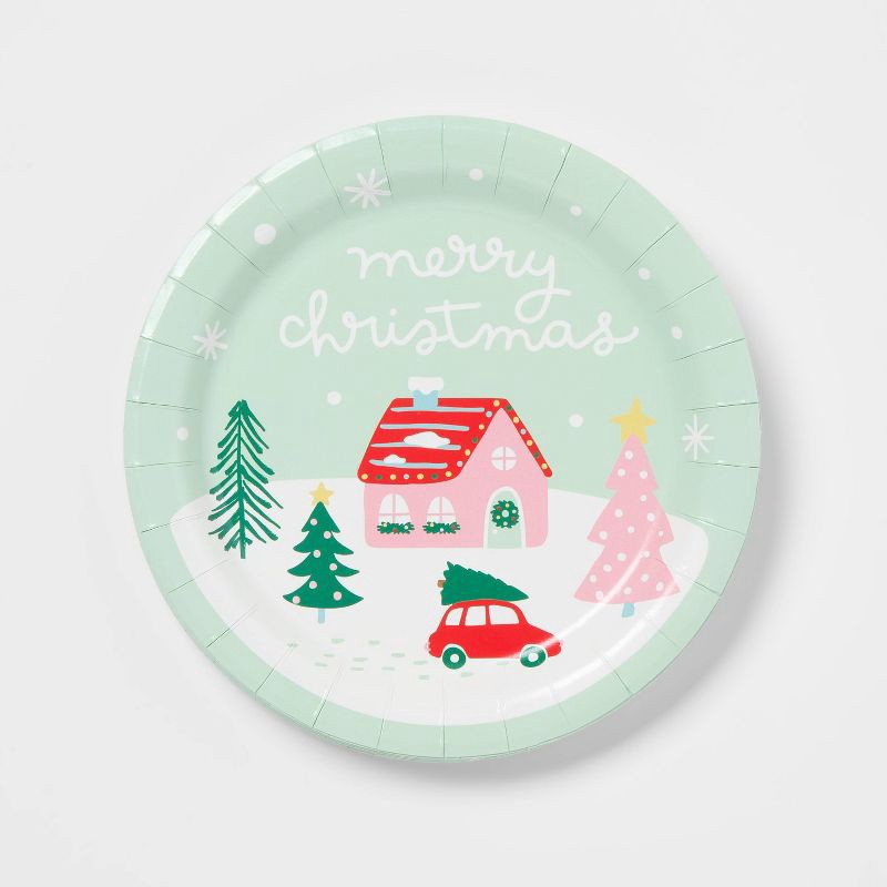 slide 1 of 3, 20ct Christmas Winter Scene Snack Plates - Spritz™, 20 ct