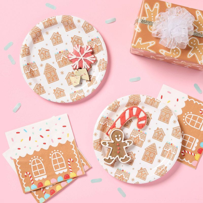 slide 2 of 3, 10ct Christmas Gingerbread Dinner Plates - Spritz™, 10 ct
