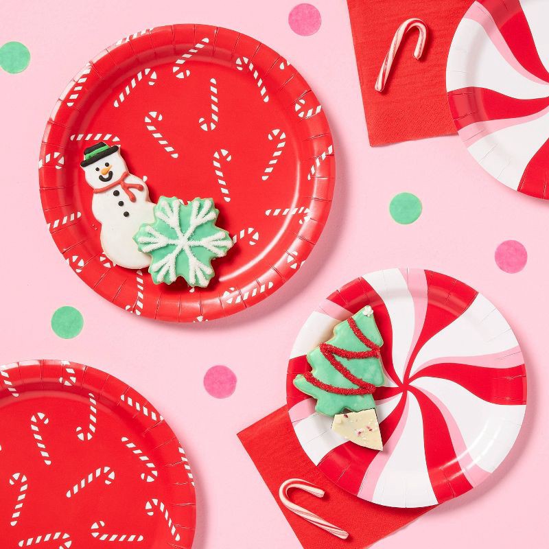 slide 2 of 3, 20ct Christmas Candy Cane Dinner Plates - Spritz™, 20 ct