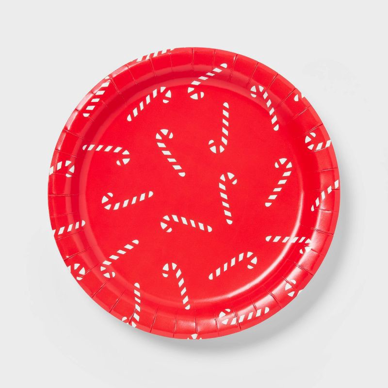 slide 1 of 3, 20ct Christmas Candy Cane Dinner Plates - Spritz™, 20 ct