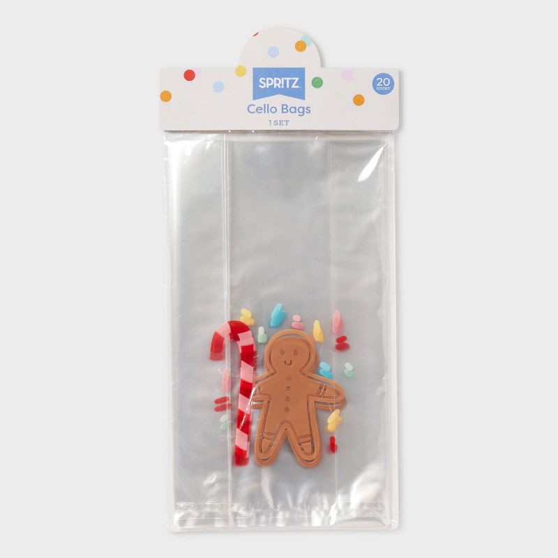 slide 3 of 3, 20ct Christmas Gingerbread Cello Treat Bag - Spritz™, 20 ct