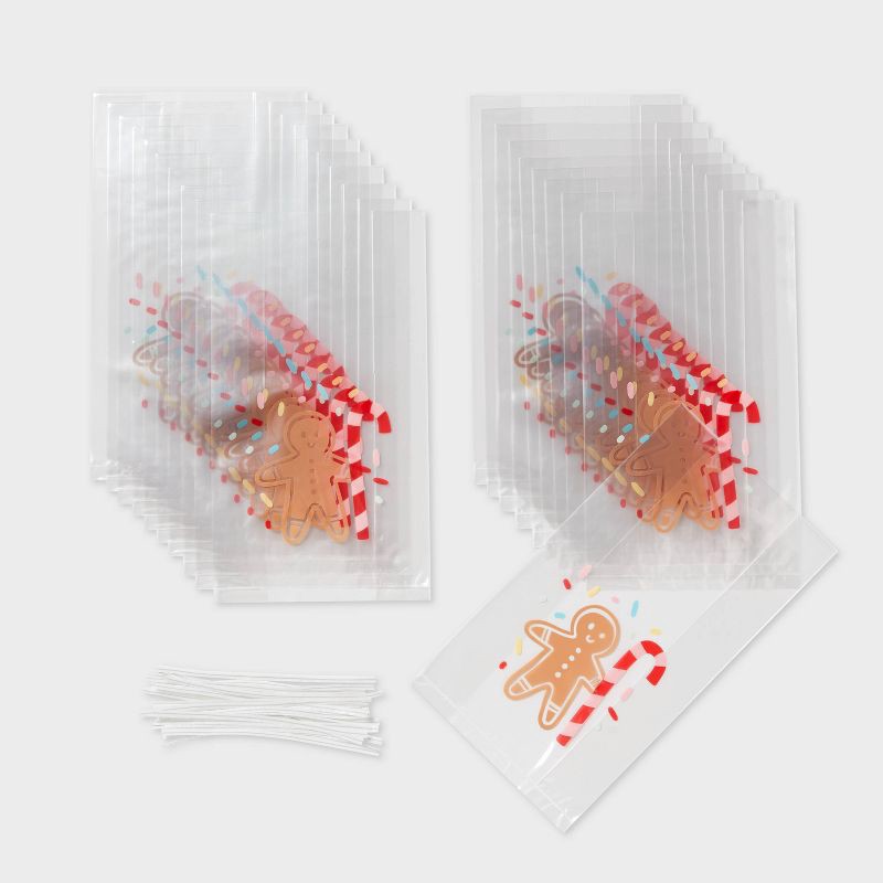 slide 1 of 3, 20ct Christmas Gingerbread Cello Treat Bag - Spritz™, 20 ct