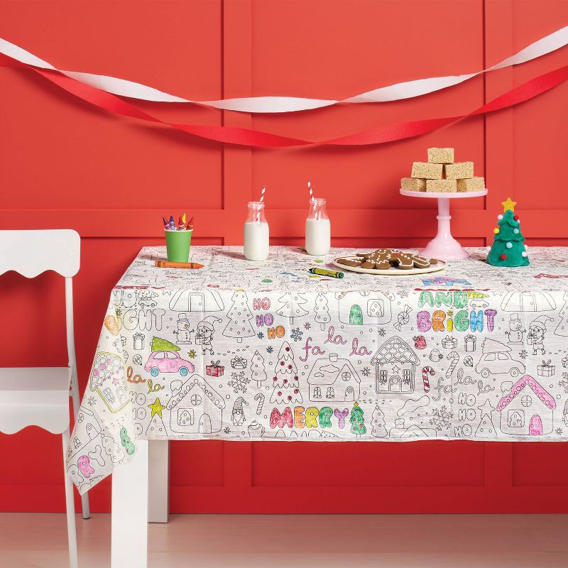 slide 2 of 3, Christmas Color Your Own Winter Village Table Cover - Spritz™, 1 ct