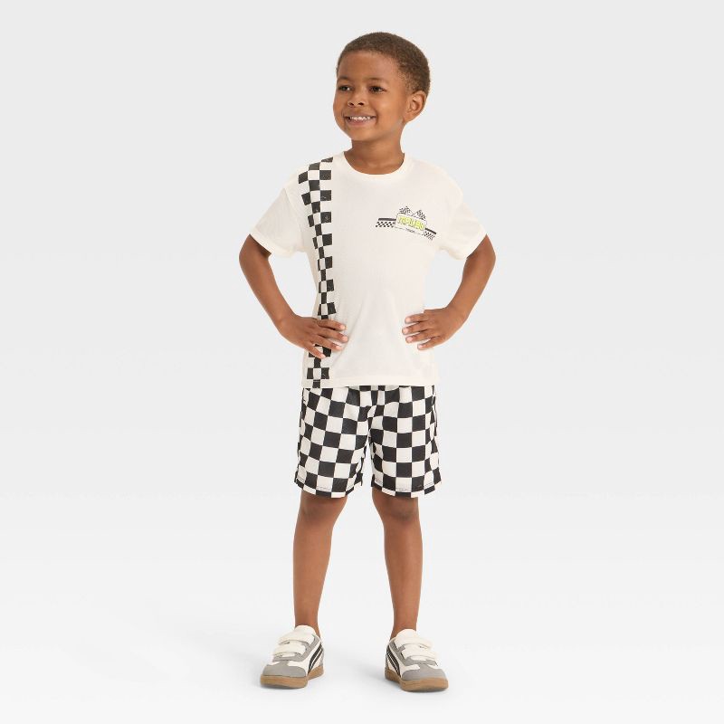 slide 4 of 4, Grayson Mini Toddler Boys' Racing T-Shirt - White 5T, 1 ct