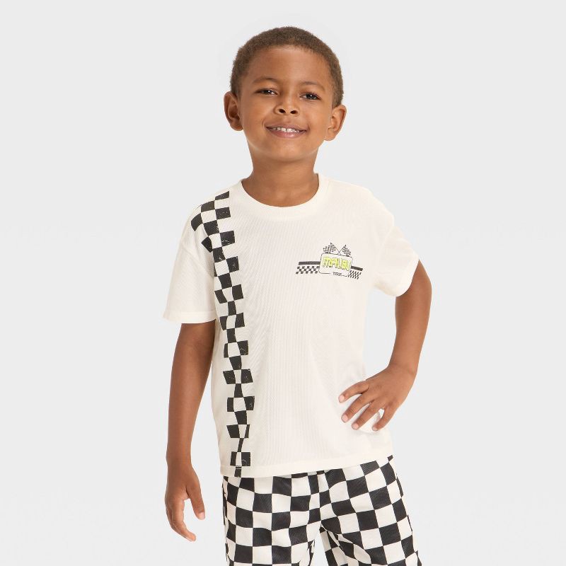 slide 1 of 4, Grayson Mini Toddler Boys' Racing T-Shirt - White 5T, 1 ct