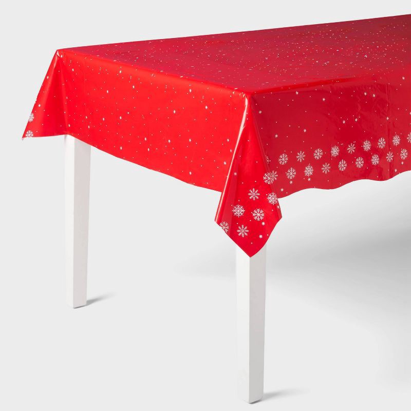 slide 1 of 3, Christmas Snowflake Table Cover - Spritz™, 1 ct