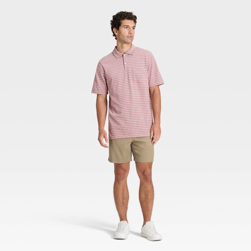 slide 2 of 3, Men's Vintage Polo Shirt - Goodfellow & Co™ Mauve Striped L, 1 ct