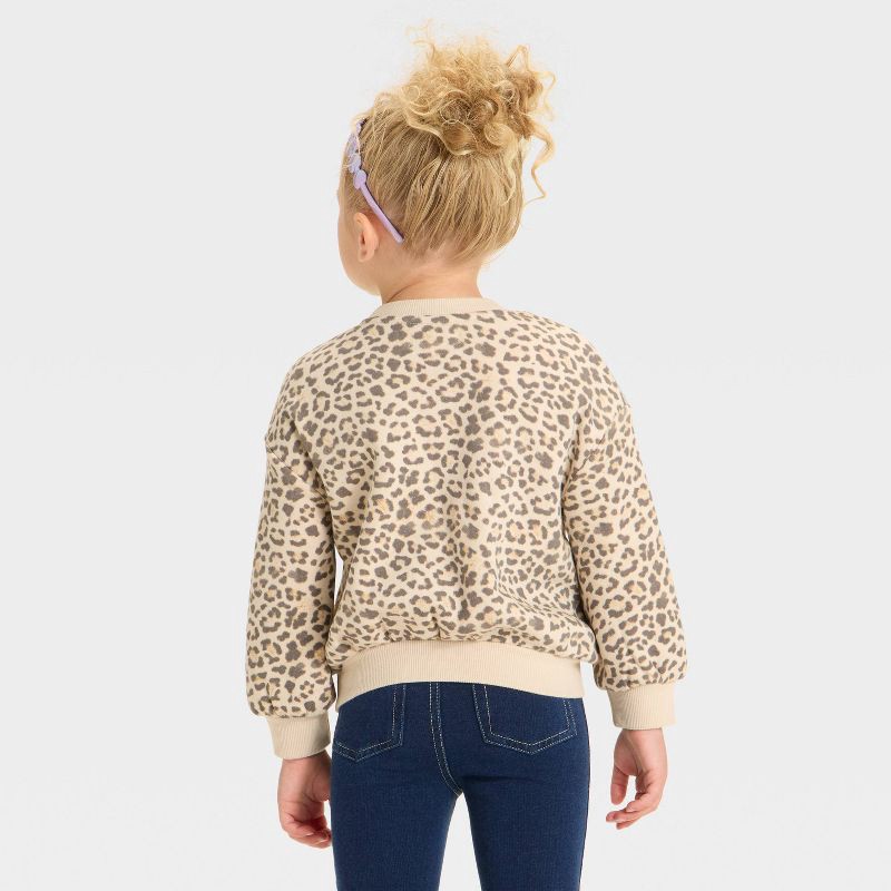 slide 2 of 3, Grayson Mini Toddler Girls' Leopard Printed French Terry Crew Sweatshirt - 18M, 1 ct