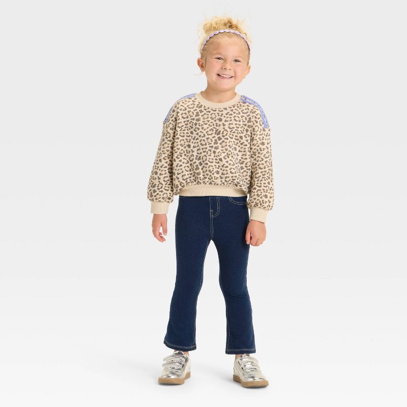 slide 3 of 3, Grayson Mini Toddler Girls' Leopard Printed French Terry Crew Sweatshirt - 18M, 1 ct
