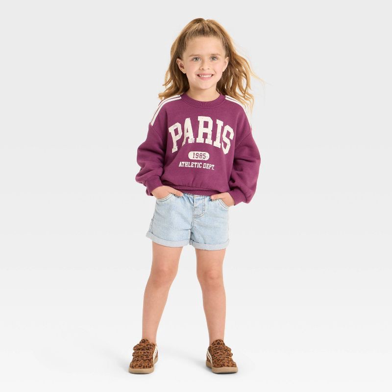slide 4 of 4, Grayson Mini Toddler Girls' Paris French Terry Crew Sweatshirt - Red 5T, 1 ct