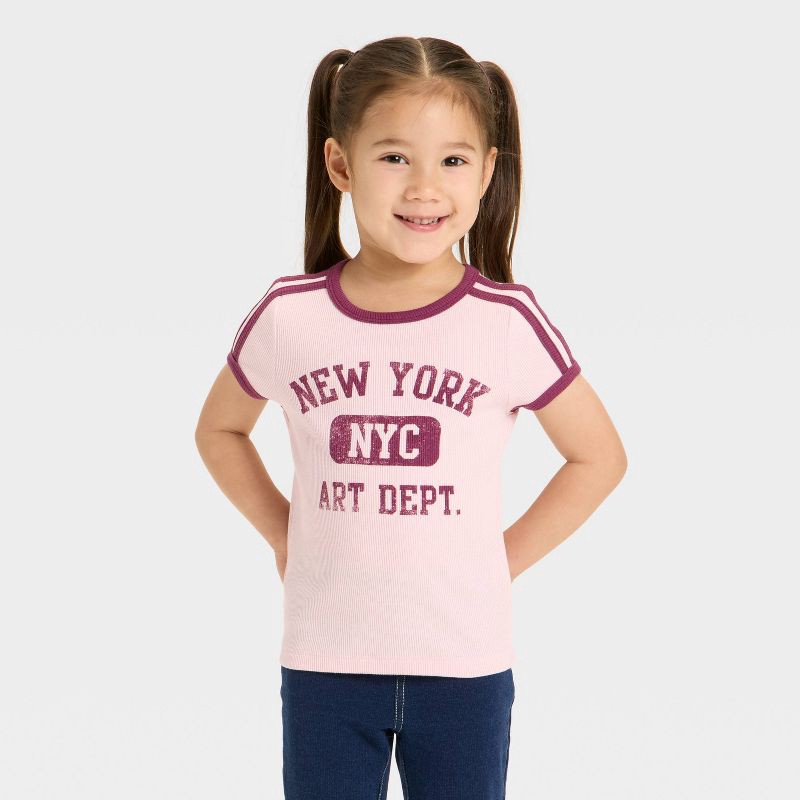 slide 1 of 3, Grayson Mini Toddler Girls' New York Short Sleeve T-Shirt - Pink 5T, 1 ct