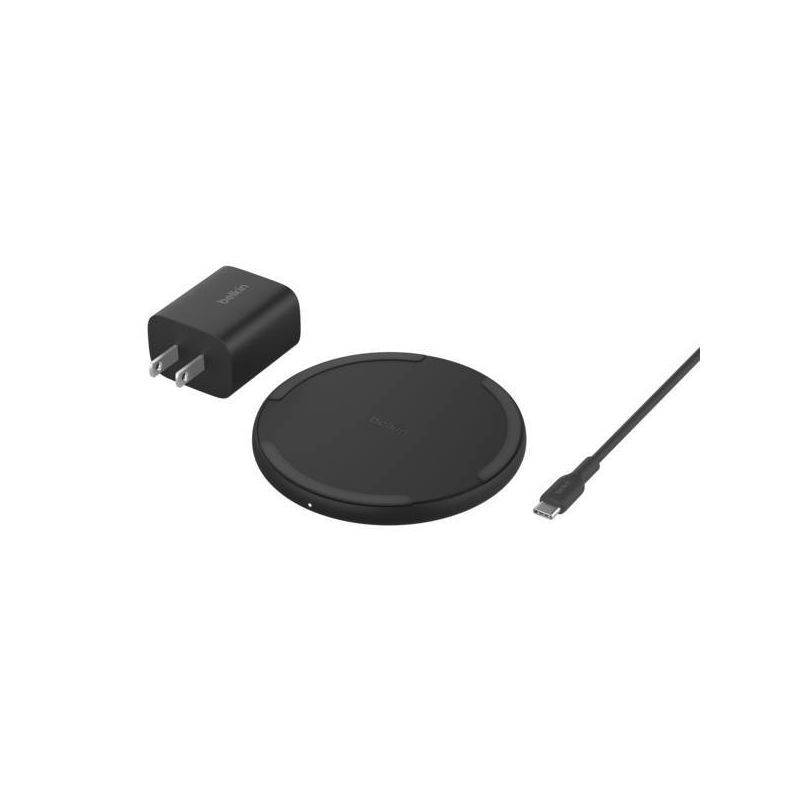 slide 4 of 12, Belkin 15W Qi Charging Pad - Black: Compatible with iPhone & Galaxy Models, 1 ct