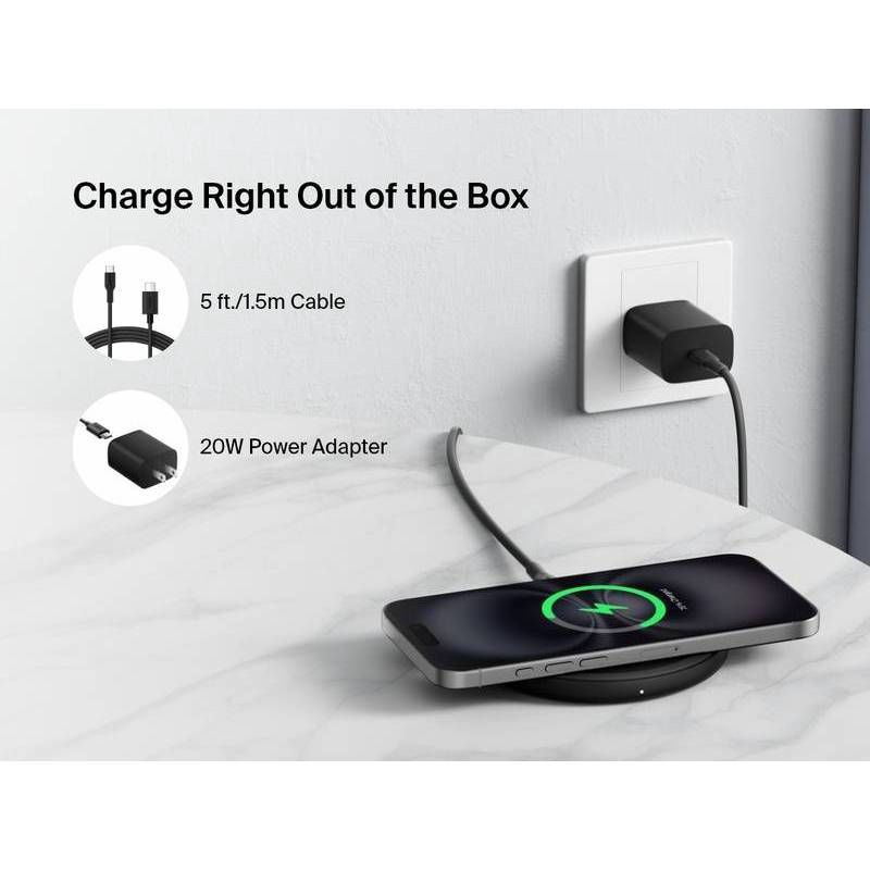 slide 9 of 12, Belkin 15W Qi Charging Pad - Black: Compatible with iPhone & Galaxy Models, 1 ct