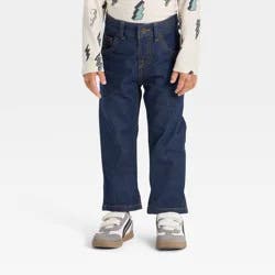 Toddler Boys' Straight Fit Button Front Denim Pants - Cat & Jack™ Dark Wash 2T
