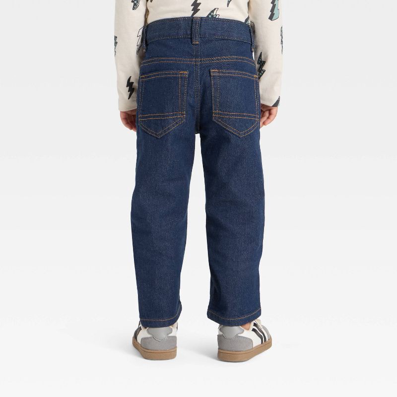 slide 2 of 3, Toddler Boys' Straight Fit Button Front Denim Pants - Cat & Jack™ Dark Wash 3T, 1 ct