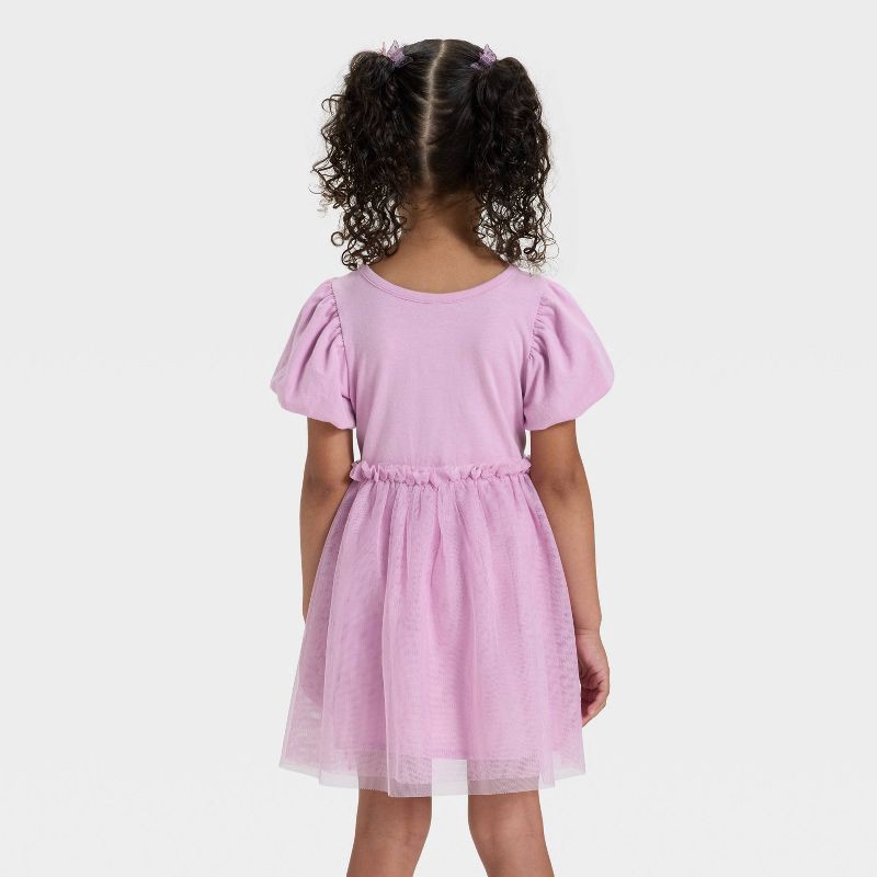 slide 4 of 4, Toddler Girls' Short Sleeve Tulle Dress - Cat & Jack™ Lavender Mauve 4T, 1 ct