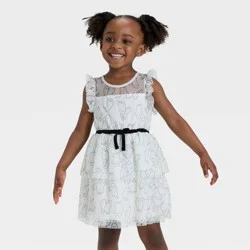 Toddler Girls' Sleeveless Halloween Ghost Tulle Dress - Cat & Jack™ Cream 12M