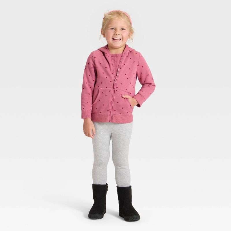 slide 3 of 3, Toddler Girls' Zip-Up Fleece Hoodie - Cat & Jack™ Rose Pink 12M, 1 ct