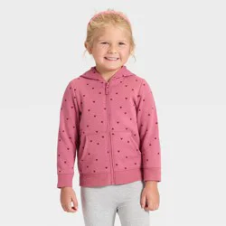 Toddler Girls' Zip-Up Fleece Hoodie - Cat & Jack™ Rose Pink 3T