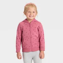 Toddler Girls' Zip-Up Fleece Hoodie - Cat & Jack™ Rose Pink 3T