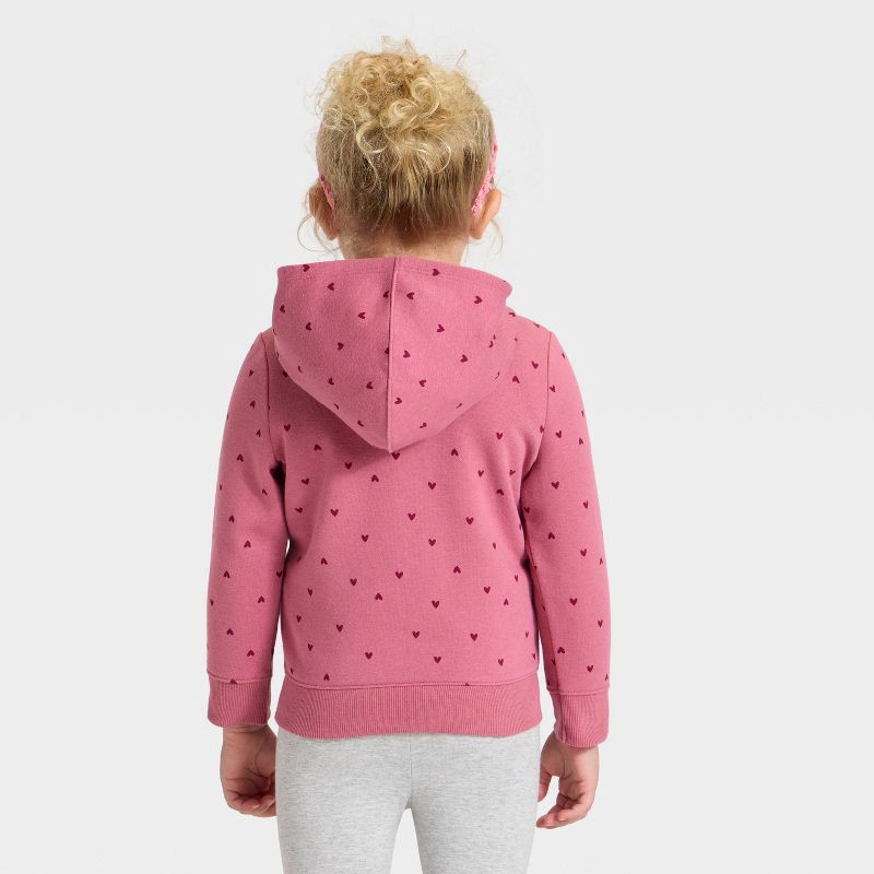 slide 2 of 3, Toddler Girls' Zip-Up Fleece Hoodie - Cat & Jack™ Rose Pink 4T, 1 ct