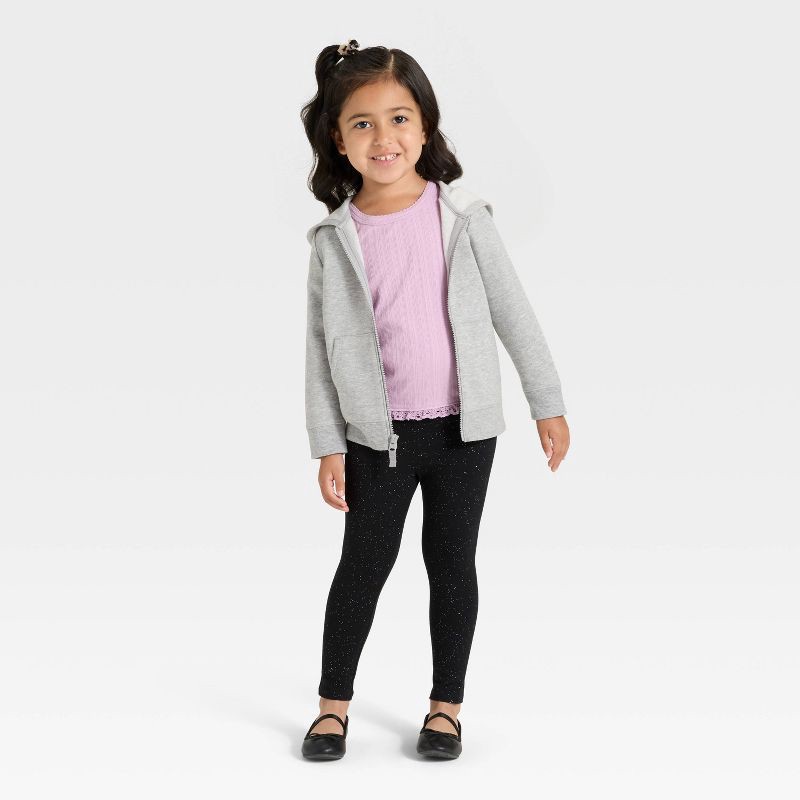 slide 3 of 3, Toddler Girls' Zip-Up Fleece Hoodie - Cat & Jack™ Heather Gray 12M, 1 ct