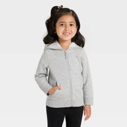 Toddler Girls' Zip-Up Fleece Hoodie - Cat & Jack™ Heather Gray 3T
