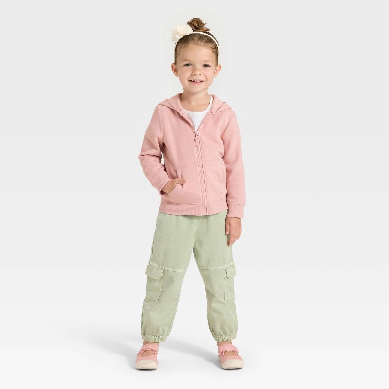slide 3 of 3, Toddler Girls' Zip-Up Fleece Hoodie - Cat & Jack™ Light Mauve 18M, 1 ct