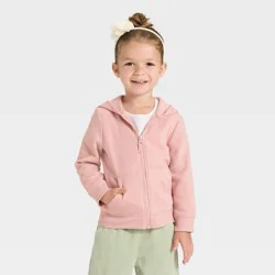 Toddler Girls' Zip-Up Fleece Hoodie - Cat & Jack™ Light Mauve 2T