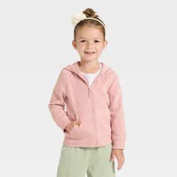 Toddler Girls' Zip-Up Fleece Hoodie - Cat & Jack™ Light Mauve 3T
