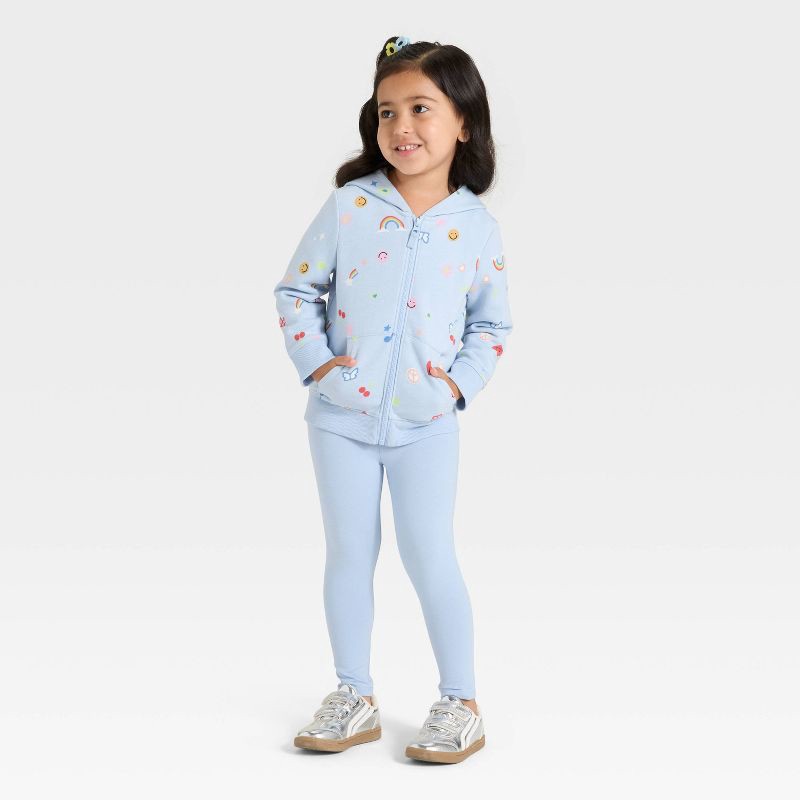 slide 3 of 3, Toddler Girls' Zip-Up Fleece Hoodie - Cat & Jack™ Light Blue 12M, 1 ct