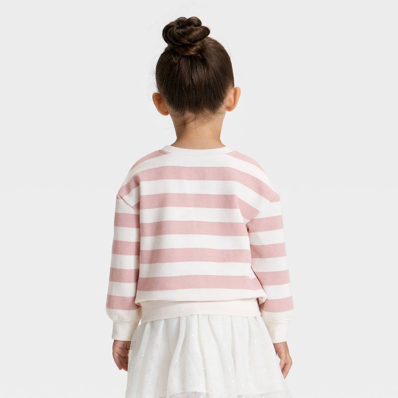 slide 2 of 3, Toddler Girls' Striped Fleece Pullover Sweatshirt - Cat & Jack™ Light Mauve 2T, 1 ct