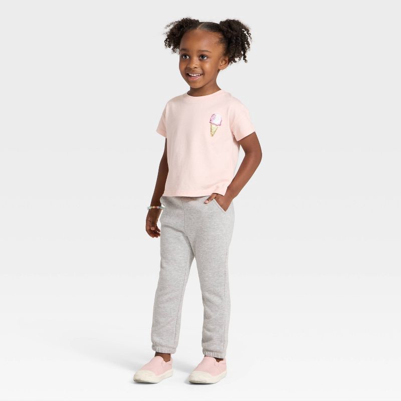 slide 3 of 3, Toddler Girls' Fleece Jogger Pants - Cat & Jack™ Heather Gray 12M, 1 ct