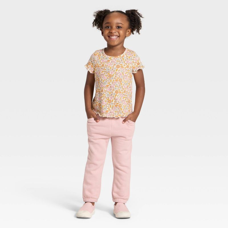 slide 3 of 3, Toddler Girls' Fleece Jogger Pants - Cat & Jack™ Light Mauve 12M, 1 ct