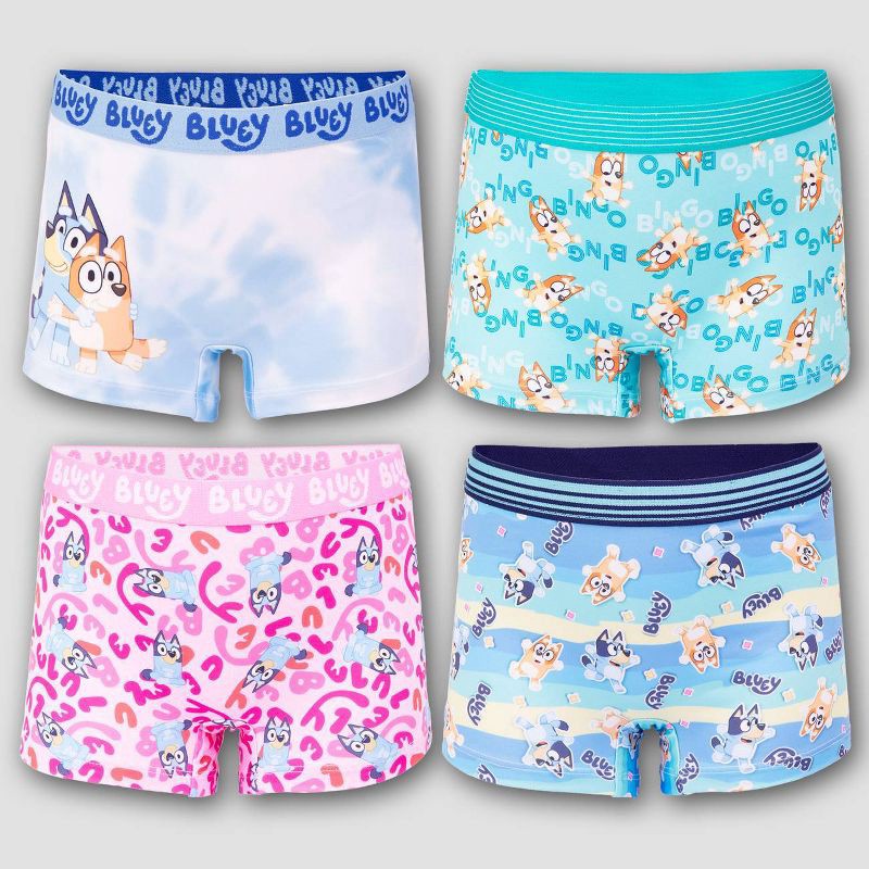 slide 1 of 4, Girls' 4pk Bluey Boxer Briefs - 8, 4 ct