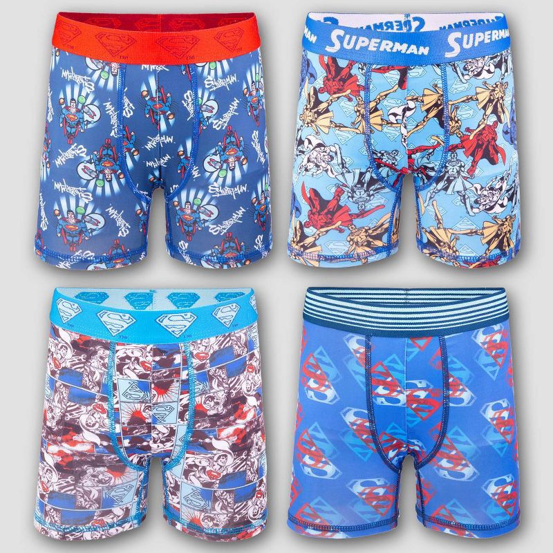slide 1 of 4, Boys' Superman Boxer Briefs - 4, 1 ct
