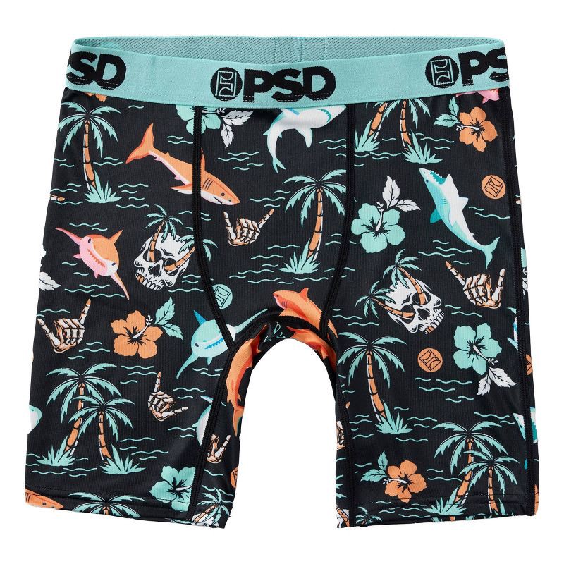 slide 2 of 4, PSD Boys' 2pk Jaw Some Printed Boxer Briefs - Blue/Black S, 2 ct
