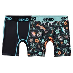 PSD Boys' 2pk Jaw Some Printed Boxer Briefs - Blue/Black L
